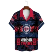 Minnesota Twins Paradise Print Hawaiian Shirt Front - TeeAloha