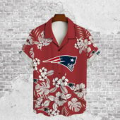 New England Patriots Coastal Kickback Hawaiian Shirt Front - TeeAloha