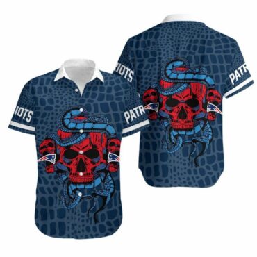 New England Patriots Snake And Skull Hawaiian Shirt