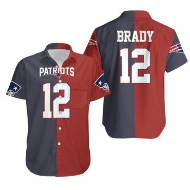 New England Patriots Tom Bradynavy 12 Two Tone Hawaiian Shirt