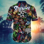 New England Patriots Tropic Waves Hawaiian Shirt Back - TeeAloha