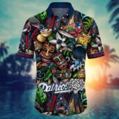 New England Patriots Tropic Waves Hawaiian Shirt Front - TeeAloha