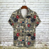 New England Patriots Tropical Touch Hawaiian Shirt Front - TeeAloha