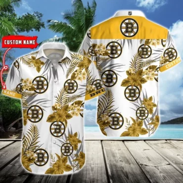 Personalized Boston Bruins Hibiscus Hawaiian Shirt