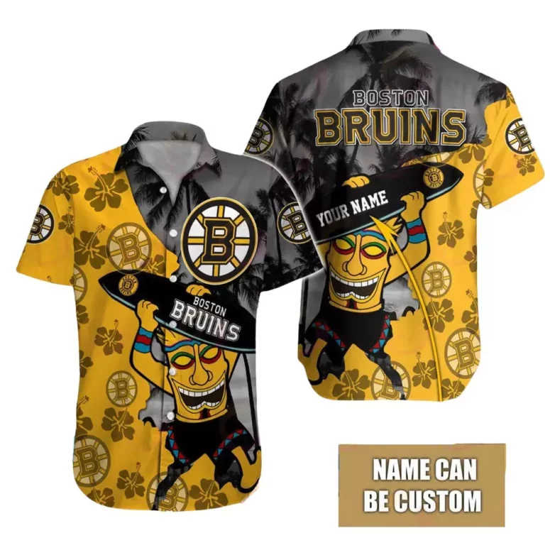 Personalized Boston Bruins Tropical Tiki Hawaiian Shirt