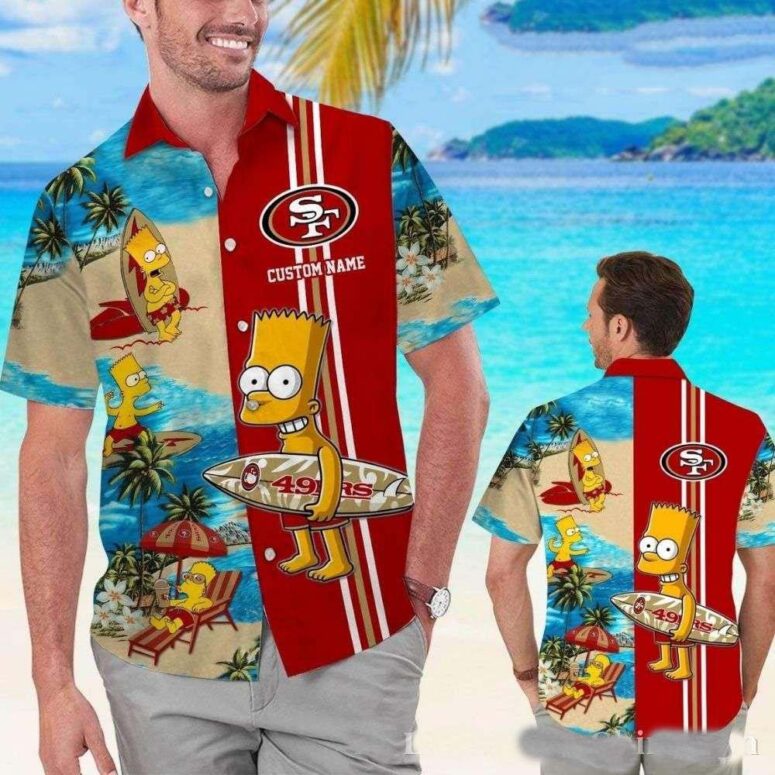 Personalized San Francisco 49ers Bart Simpson Beach Hawaiian Shirt