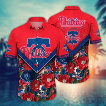 Philadelphia Phillies Floral Diamond Hawaiian Shirt