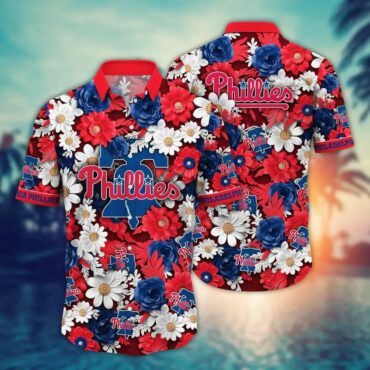 Philadelphia Phillies Floral Emblem Hawaiian Shirt