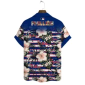 Philadelphia Phillies Floral Stripes Hawaiian Shirt Back - TeeAloha