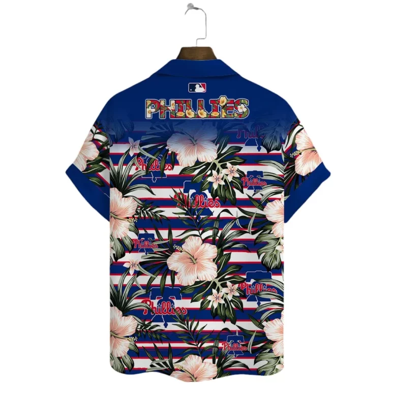 Philadelphia Phillies Floral Stripes Hawaiian Shirt