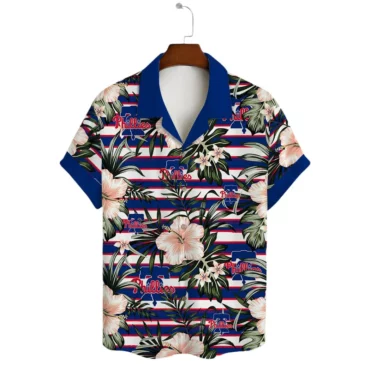 Philadelphia Phillies Floral Stripes Hawaiian Shirt