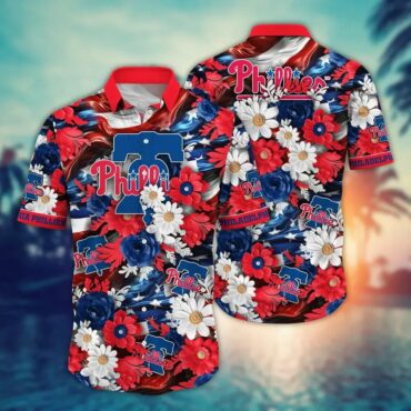 Philadelphia Phillies Floral Wave Hawaiian Shirt