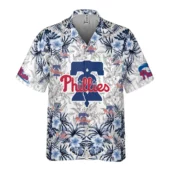 Philadelphia Phillies Liberty Bell Floral Hawaiian Shirt Front - TeeAloha