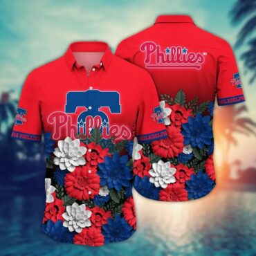 Philadelphia Phillies Patriotic Floral Hawaiian Shirt