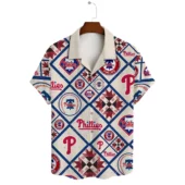 Philadelphia Phillies Quilt Patch Hawaiian Shirt Front - TeeAloha