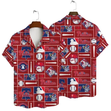 Philadelphia Phillies Retro Baseball Patchwork Hawaiian Shirt