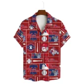 Philadelphia Phillies Retro Baseball Patchwork Hawaiian Shirt Front - TeeAloha