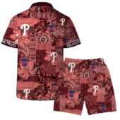 Philadelphia Phillies Retro Patch Hawaiian Shirt Back With Short - TeeAloha