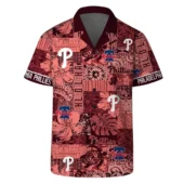 Philadelphia Phillies Retro Patch Hawaiian Shirt Front - TeeAloha