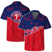 Philadelphia Phillies Team Logo Palm Leaf Pattern Hawaiian Shirt - TeeAloha