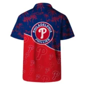 Philadelphia Phillies Team Logo Palm Leaf Pattern Hawaiian Shirt Back - TeeAloha