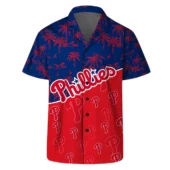 Philadelphia Phillies Team Logo Palm Leaf Pattern Hawaiian Shirt Front - TeeAloha