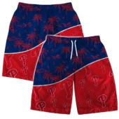 Philadelphia Phillies Team Logo Palm Leaf Pattern Hawaiian Short - TeeAloha