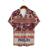 Philadelphia Phillies Tropical Floral Hawaiian Shirt Front - TeeAloha