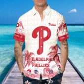 Philadelphia Phillies Tropical Logo Hawaiian Shirt Mockup Front Man - TeeAloha