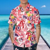 Philadelphia Phillies Tropical Vibes Hawaiian Shirt Mockup Front Man - TeeAloha