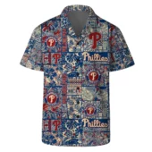 Philadelphia Phillies Vintage Floral Pattern Hawaiian Shirt Front - TeeAloha