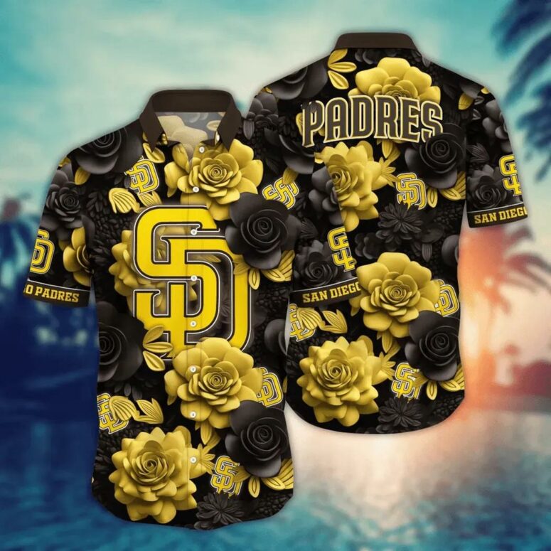 San Diego Padres Golden Rose Hawaiian Shirt