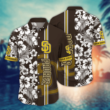 San Diego Padres Hibiscus Breeze Hawaiian Shirt