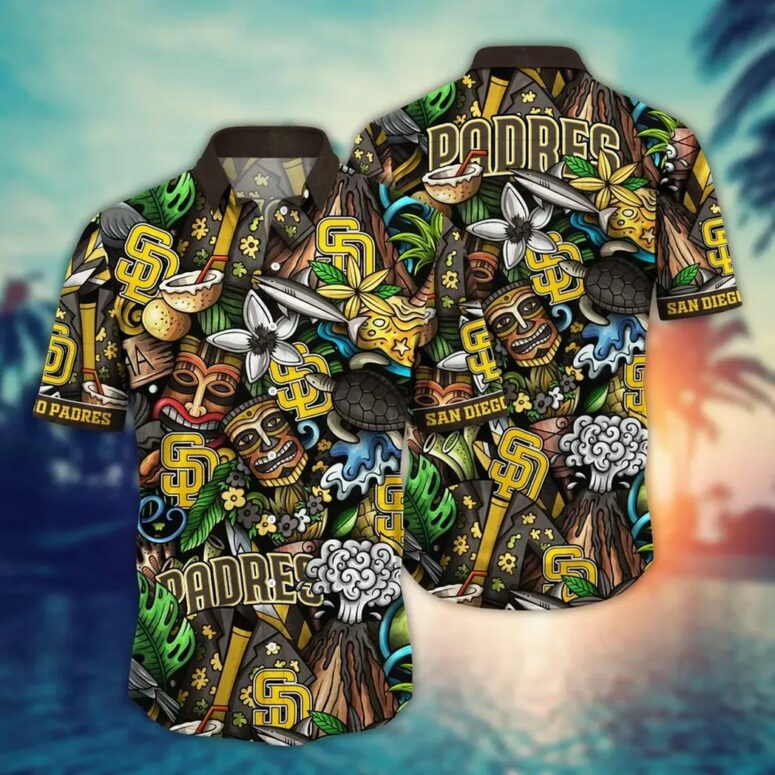 San Diego Padres Island Tiki Adventure Hawaiian Shirt