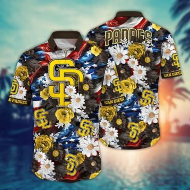 San Diego Padres Patriot Blooms Hawaiian Shirt