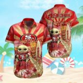 San Francisco 49ers Baby Yoda Tiki Totem Hawaiian Shirt