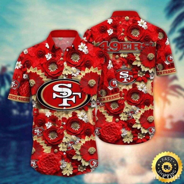 San Francisco 49ers Bold Bloom Hawaiian Shirt