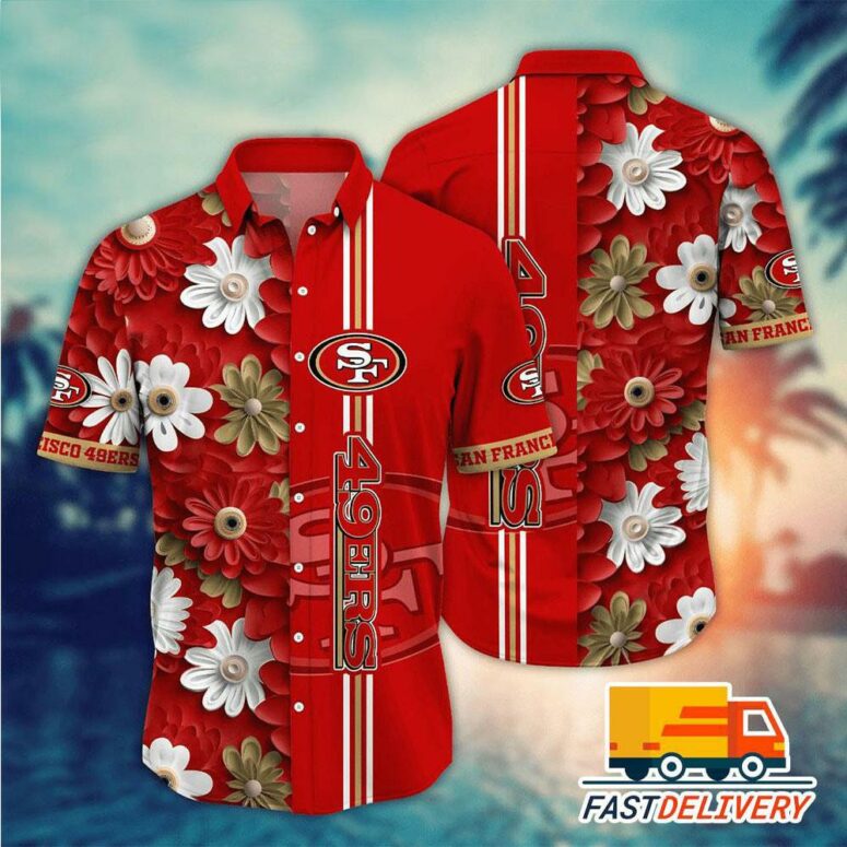 San Francisco 49ers Floral Pride Hawaiian Shirt