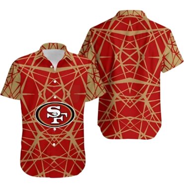 San Francisco 49ers Geometric Grid Hawaiian Shirt