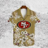 San Francisco 49ers Island Breeze Hawaiian Shirt Front - TeeAloha