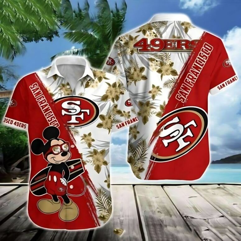 San Francisco 49ers Mickey’s Hibiscus Adventure Hawaiian Shirt