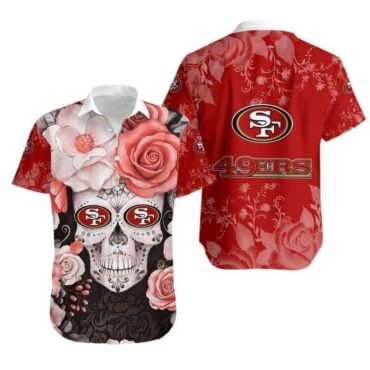 San Francisco 49ers Skull Rose Hawaiian Shirt