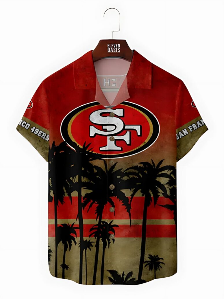 San Francisco 49ers Sunset Palms Tree Hawaiian Shirt