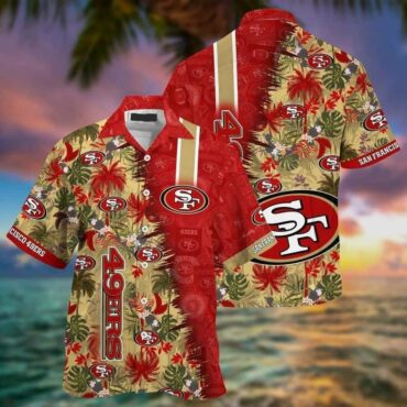 San Francisco 49ers Tropical Leaves Hawaiian Shirt