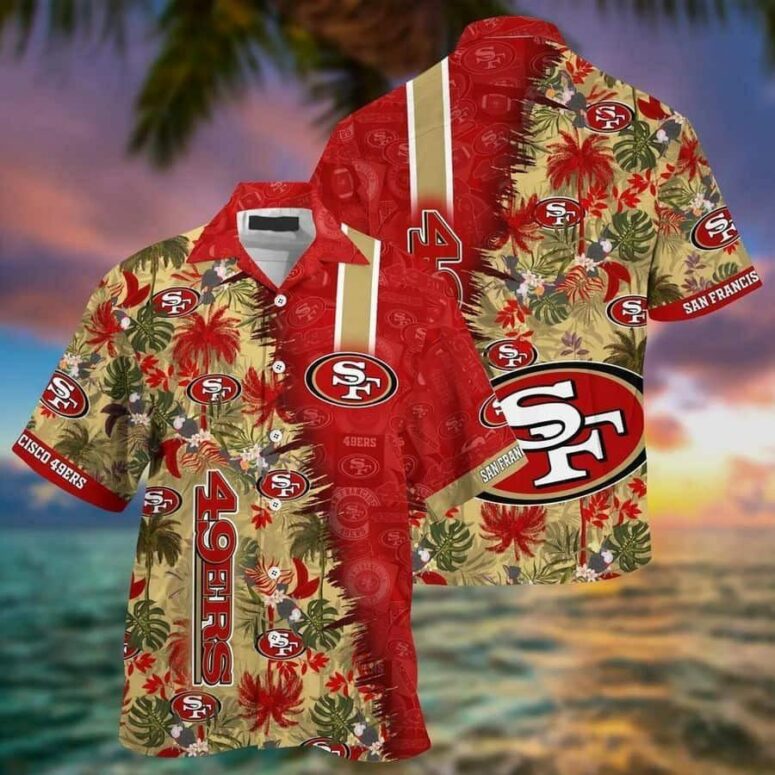 San Francisco 49ers Tropical Leaves Hawaiian Shirt