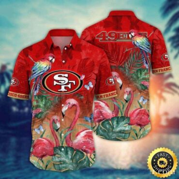 San Francisco 49ers Tropical Parrot And Flamingo Hawaiian Shirt