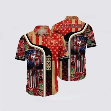 San Francisco 49ers Tropical Skull Touch Hawaiian Shirt