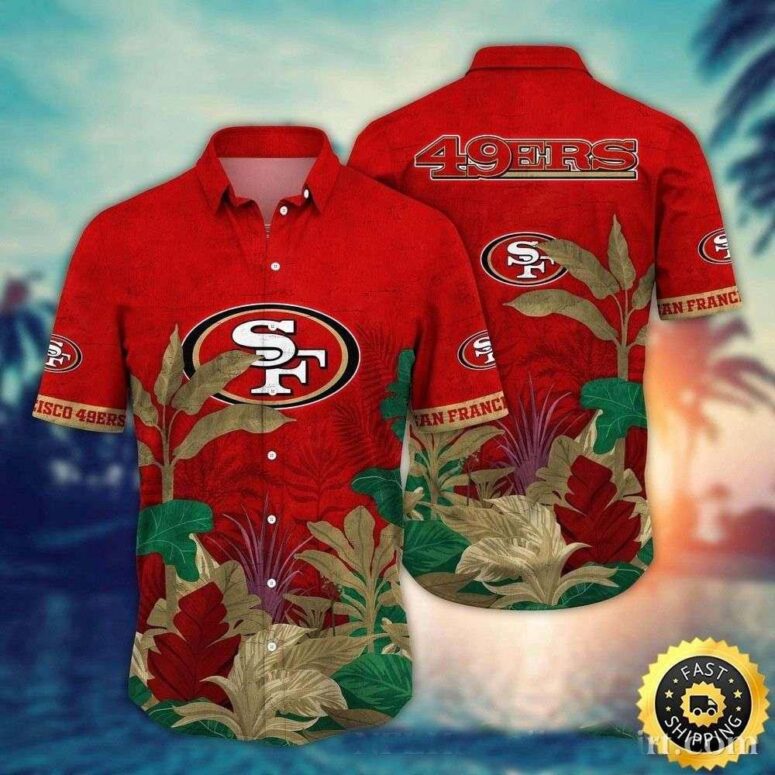 San Francisco 49ers Vintage Gold Rush Foliage Hawaiian Shirt