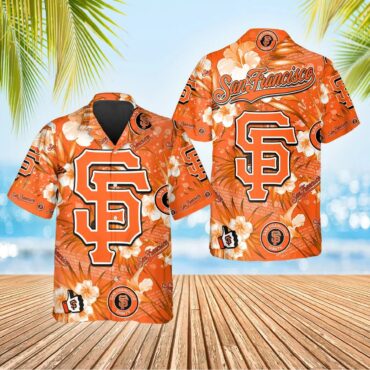 San Francisco Giants Bold Logo Hibiscus Hawaiian Shirt