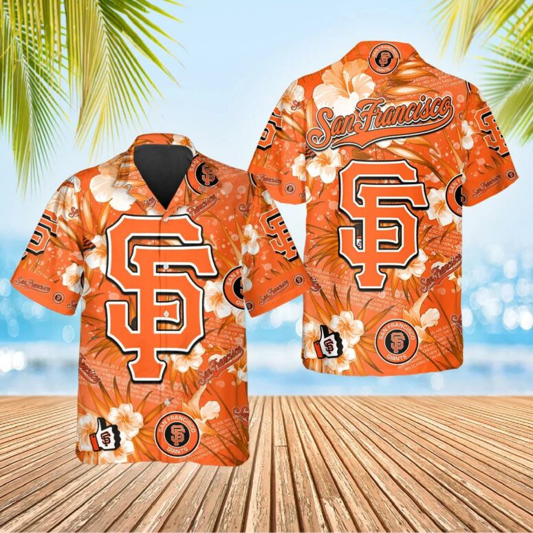 San Francisco Giants Bold Logo Hibiscus Hawaiian Shirt